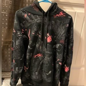 men’s MEDIUM crazy graphic design hoodie